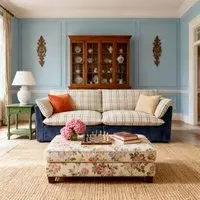 Cottonfy Check & Striped Sofa with Removable Covers - Cotton