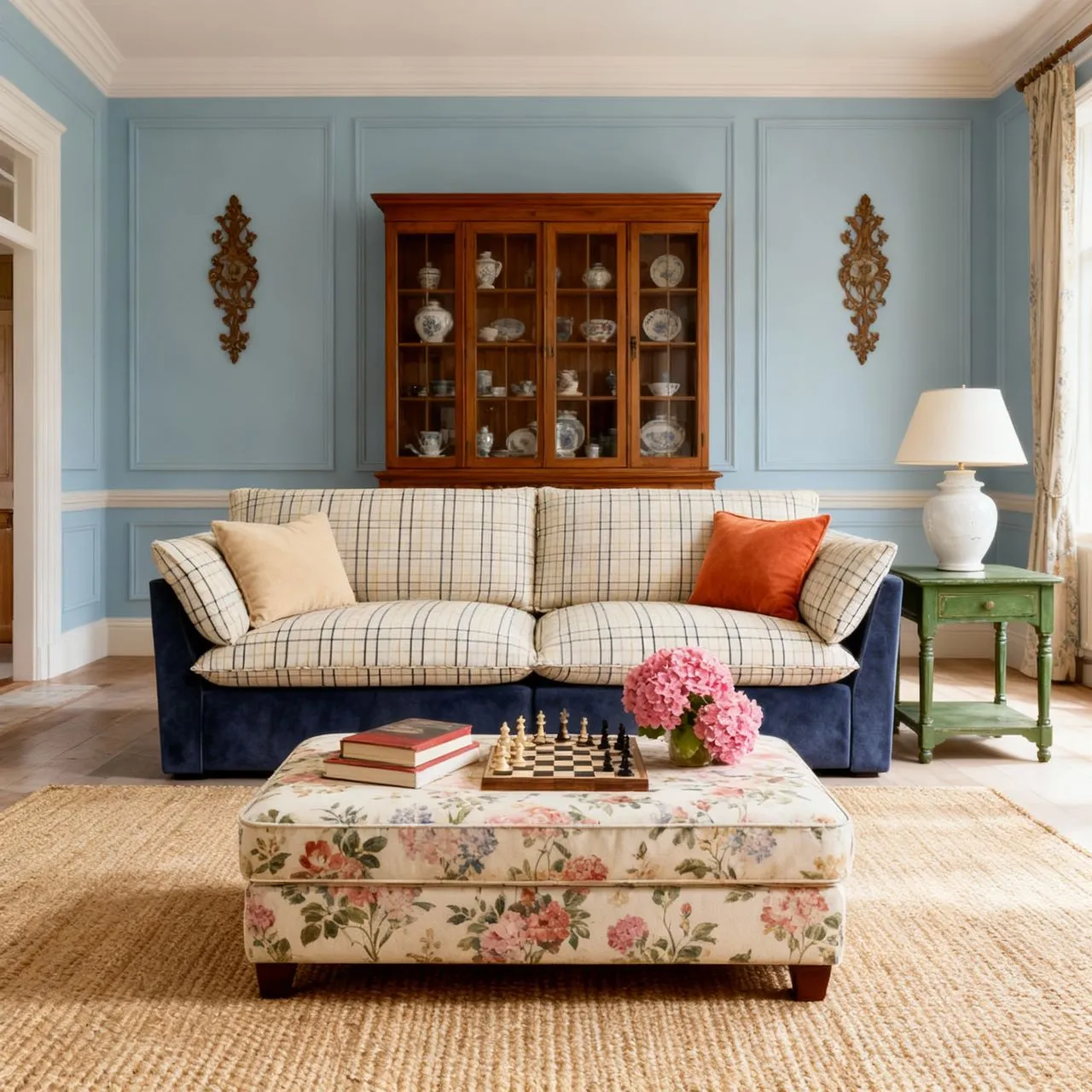 Cottonfy Check & Striped Sofa with Removable Covers - Cotton