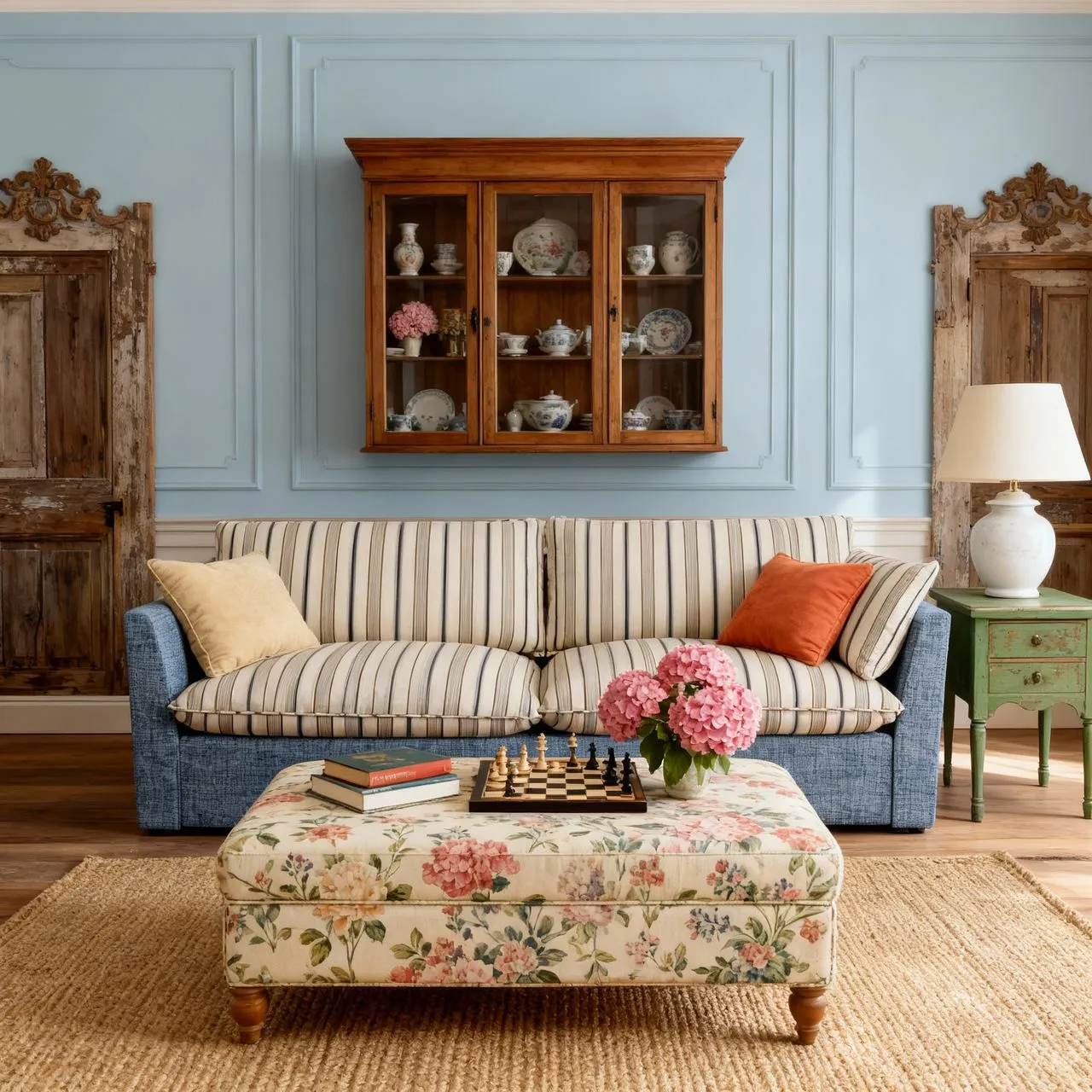 Cottonfy Check & Striped Sofa with Removable Covers - Cotton image