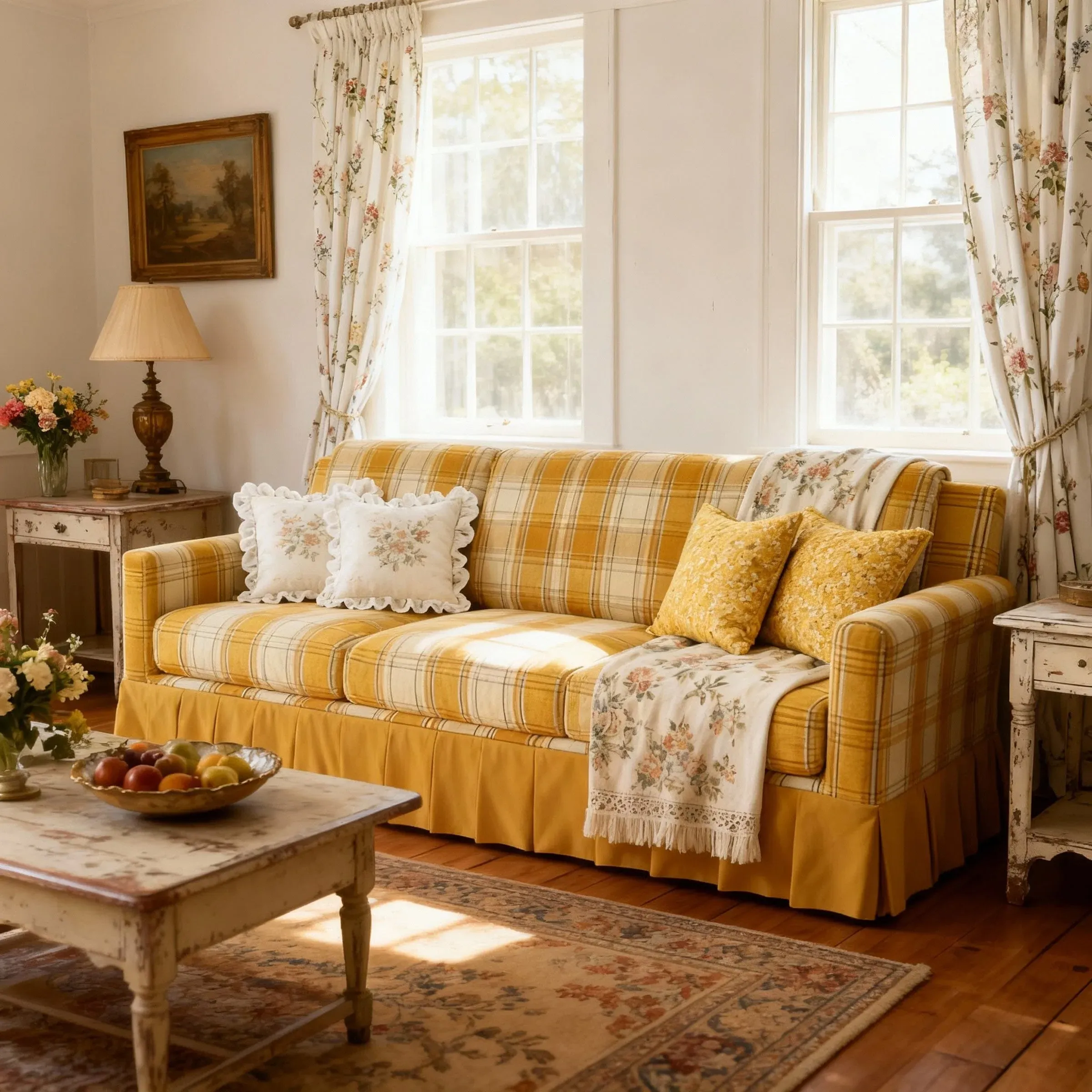 Cottonfy Country Check Sofa with Removable Covers - Cotton