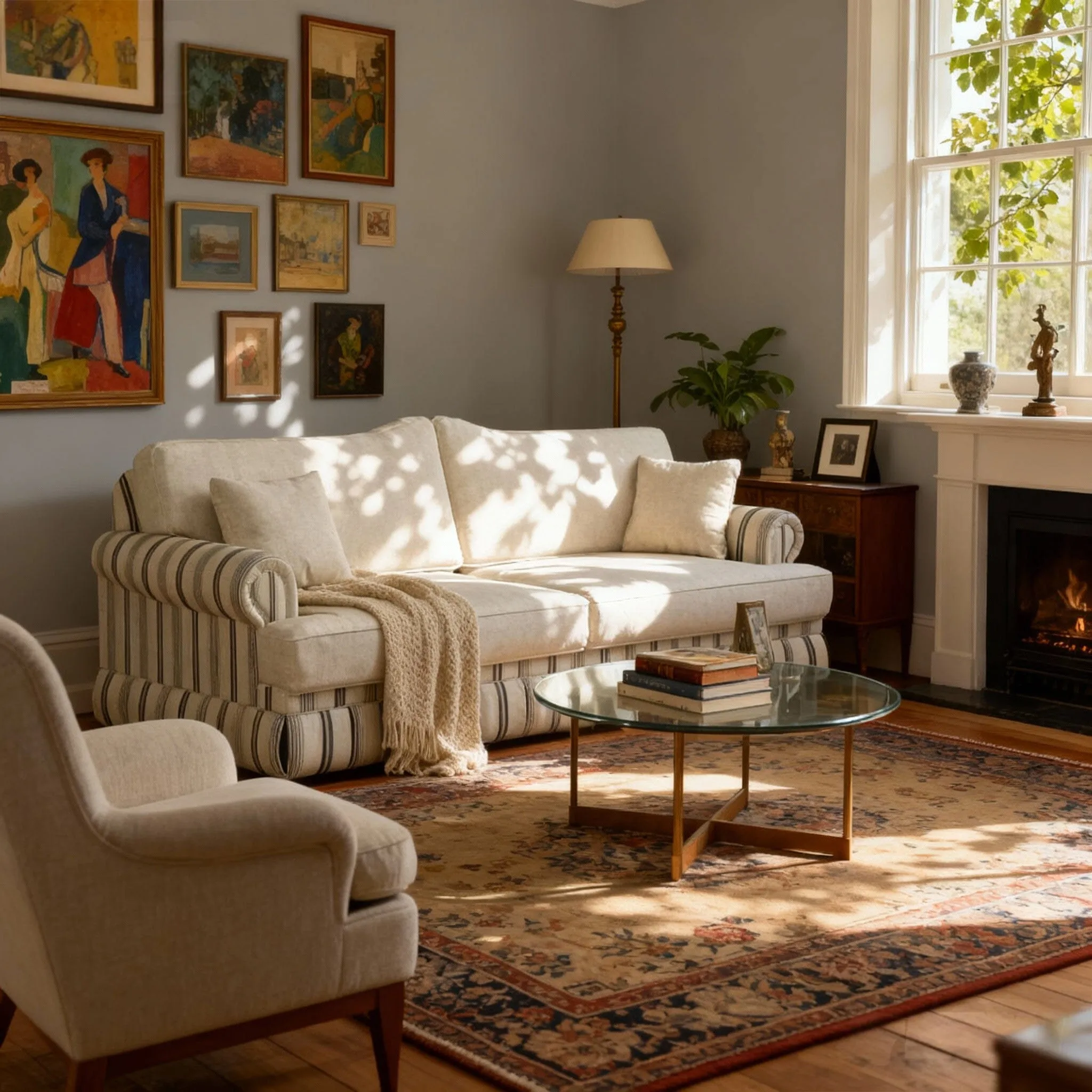 Cottonfy Heritage Plaid Skirted Sofa with Storage - Chenille