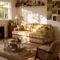 Cottonfy Heritage Plaid Skirted Sofa with Storage - Chenille