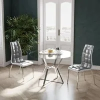 Dining Chair with Metal Legs - Grey, Faux Leather alternate view