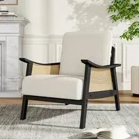 Direct Mid Century Rattan Armchair - White