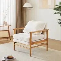 Direct Teddy Bear Fur Armchair - White, Wood