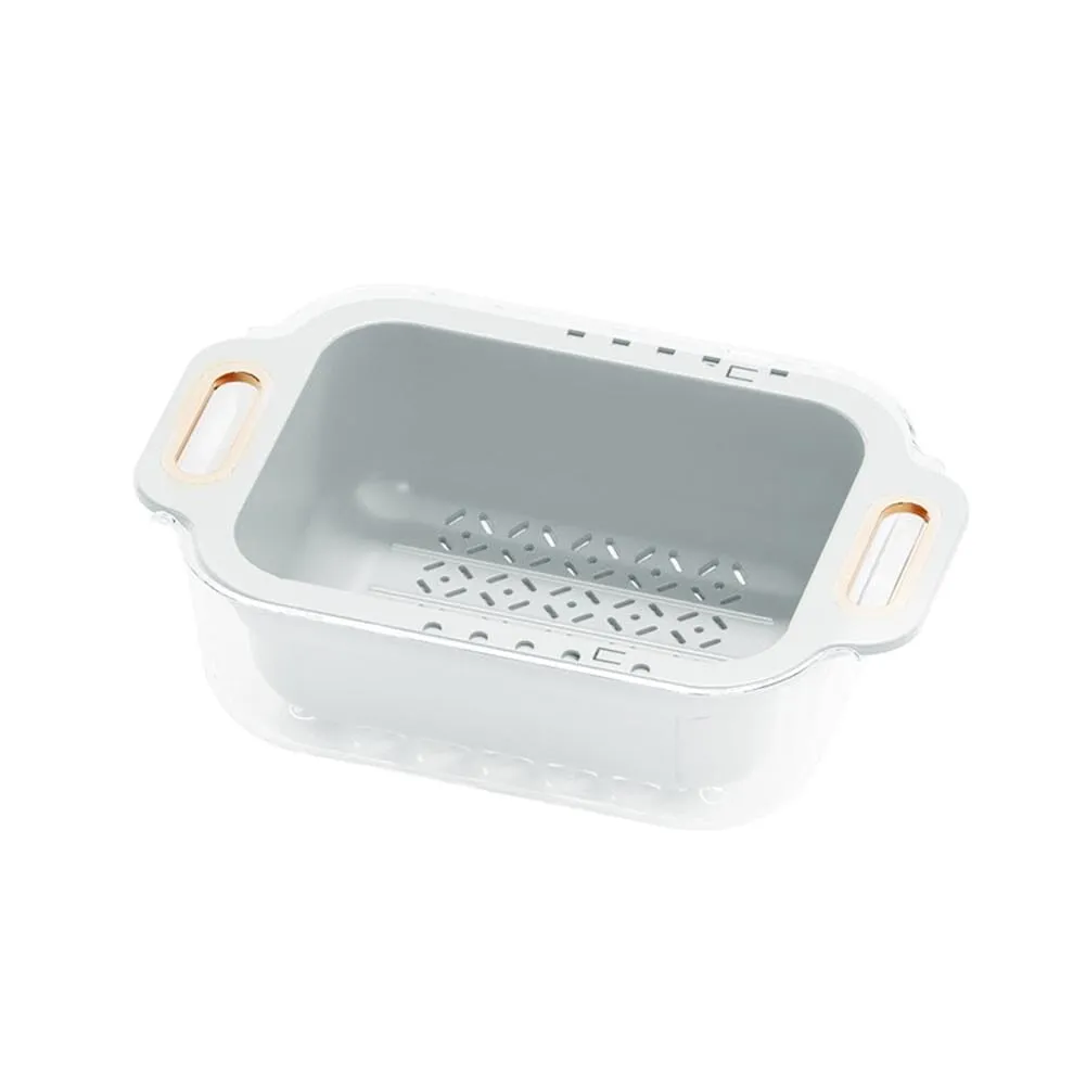 Double-Layer Retractable Drain Basket - Arctic White, PP & PET product