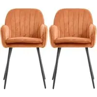 Dutch Velvet Dining Chair Pair - Black Metal Legs alternate view
