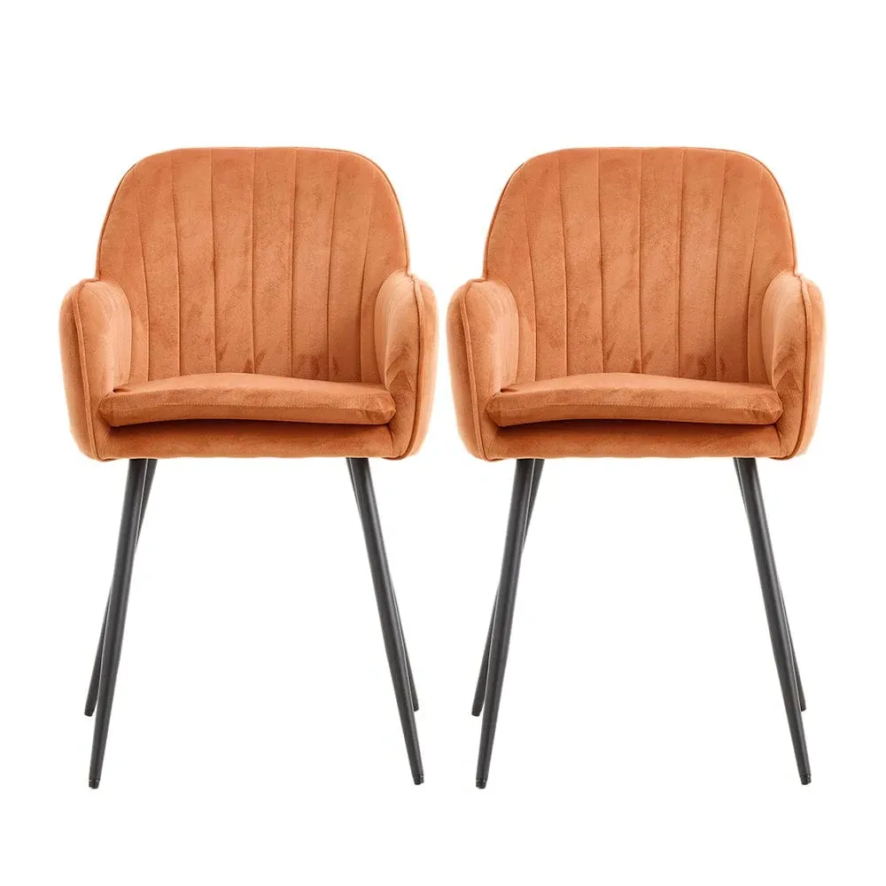 Dutch Velvet Dining Chair Pair - Black Metal Legs product