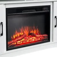 Electric Fireplace TV Stand with Storage - White, Metal alternate view