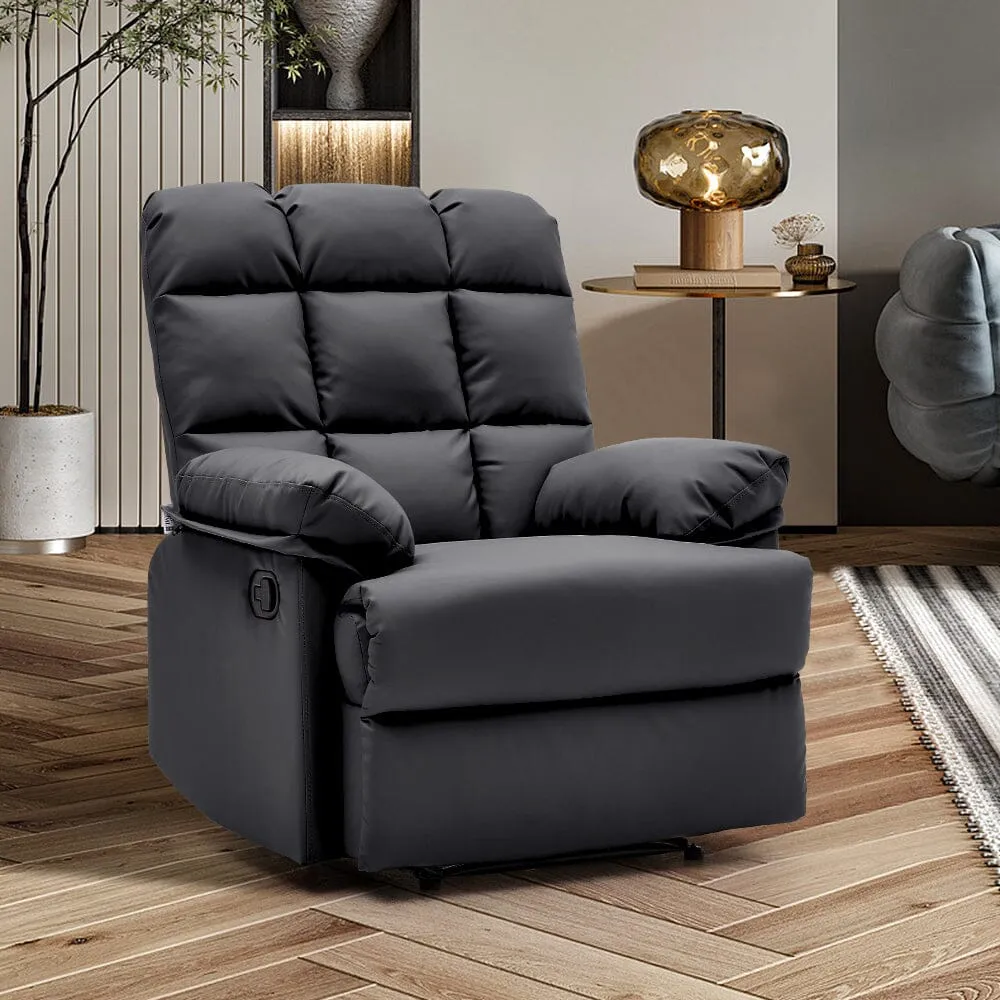 Faux Leather Recliner Armchair - Black, Faux Leather product