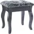 Floral Upholstered Dressing Stool - Silver-Grey, Velvet