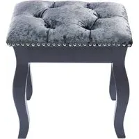 Floral Upholstered Dressing Stool - Silver-Grey, Velvet