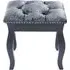 Floral Upholstered Dressing Stool - Silver-Grey, Velvet