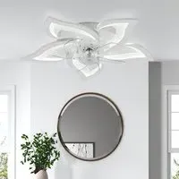 Flower Shape LED Ceiling Fan Light - White, Acrylic