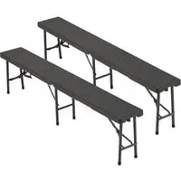 Folding Outdoor Chair Set of 2 - Black, Rattan Plastic alternate view