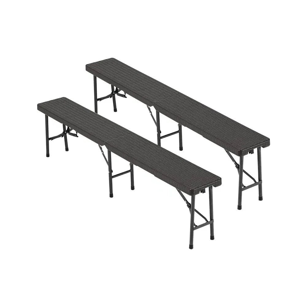 Folding Outdoor Chair Set of 2 - Black, Rattan Plastic product