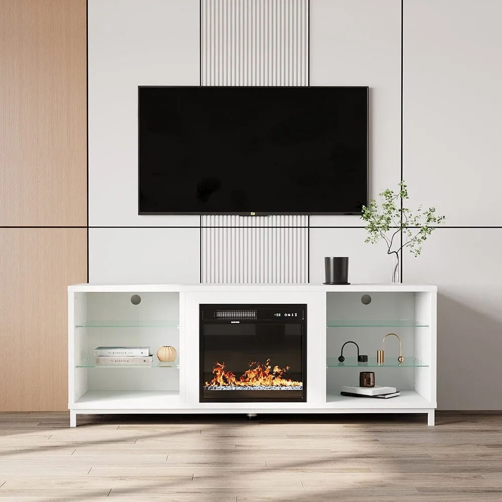 Freestanding TV Stand with 18" Electric Fireplace - MDF image