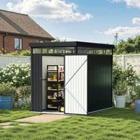 Galvanized Steel Storage Shed with Lockable Doors - Charcoal Black alternate view