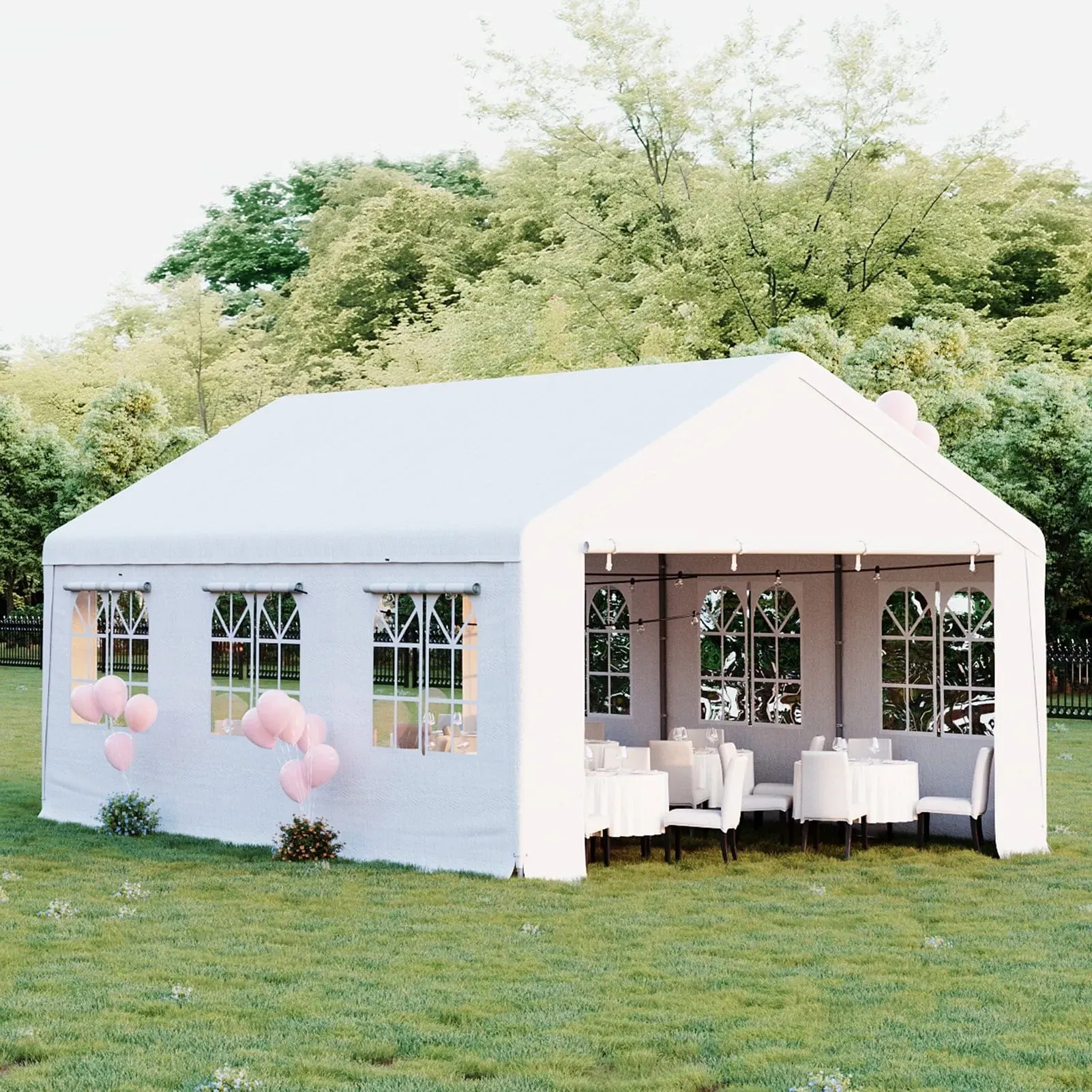 Garden Party Tent with Removable Sidewalls and Doors - White product