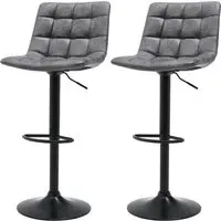 Gas Lift Swivel Bar Stool Set of 2 - Grey, Faux Leather