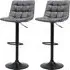 Gas Lift Swivel Bar Stool Set of 2 - Grey, Faux Leather