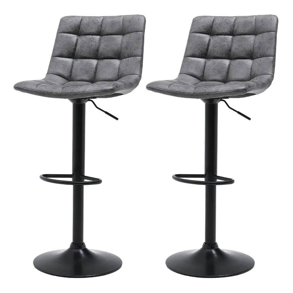 Gas Lift Swivel Bar Stool Set of 2 - Grey, Faux Leather image