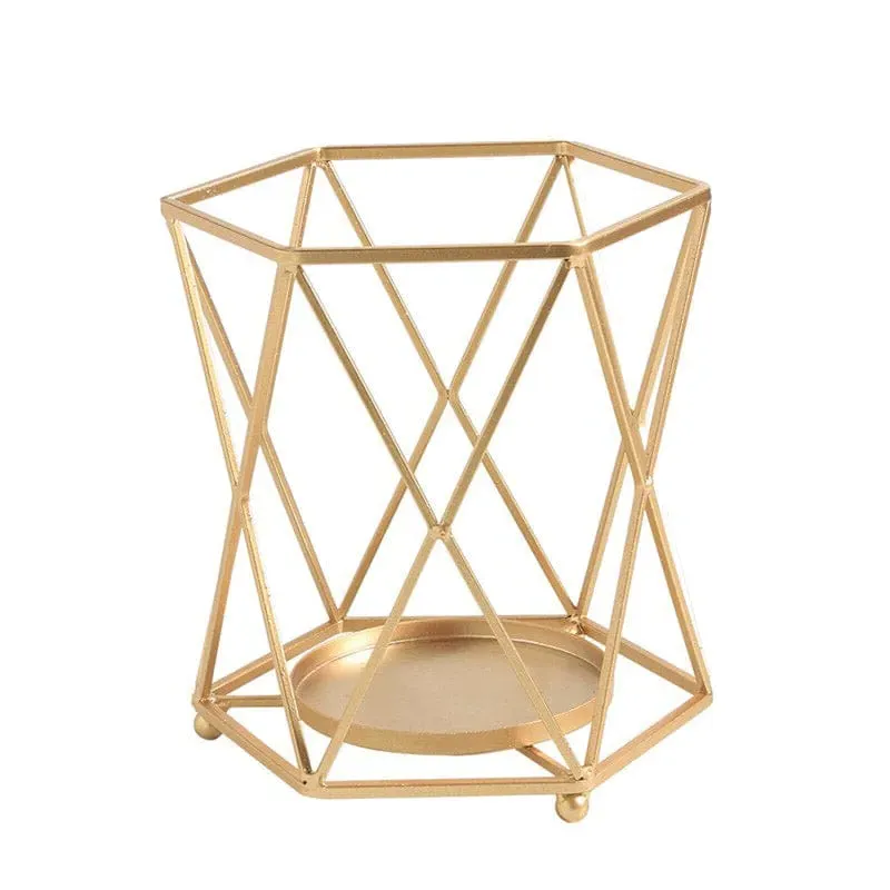 Geometric Metal Candle Holder Medium - Gold, Iron product