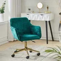 Height Adjustable Office Chair with Flared Arms - Velvet