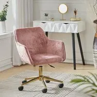 Height Adjustable Office Chair with Flared Arms - Velvet