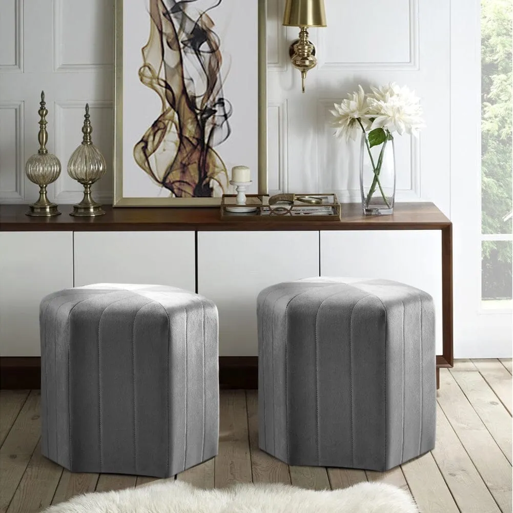 Hexagon Footstool Ottoman - Velvet product