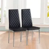 High Back Dining Chairs Set of 2/4 - Black/Grey/Beige, PVC