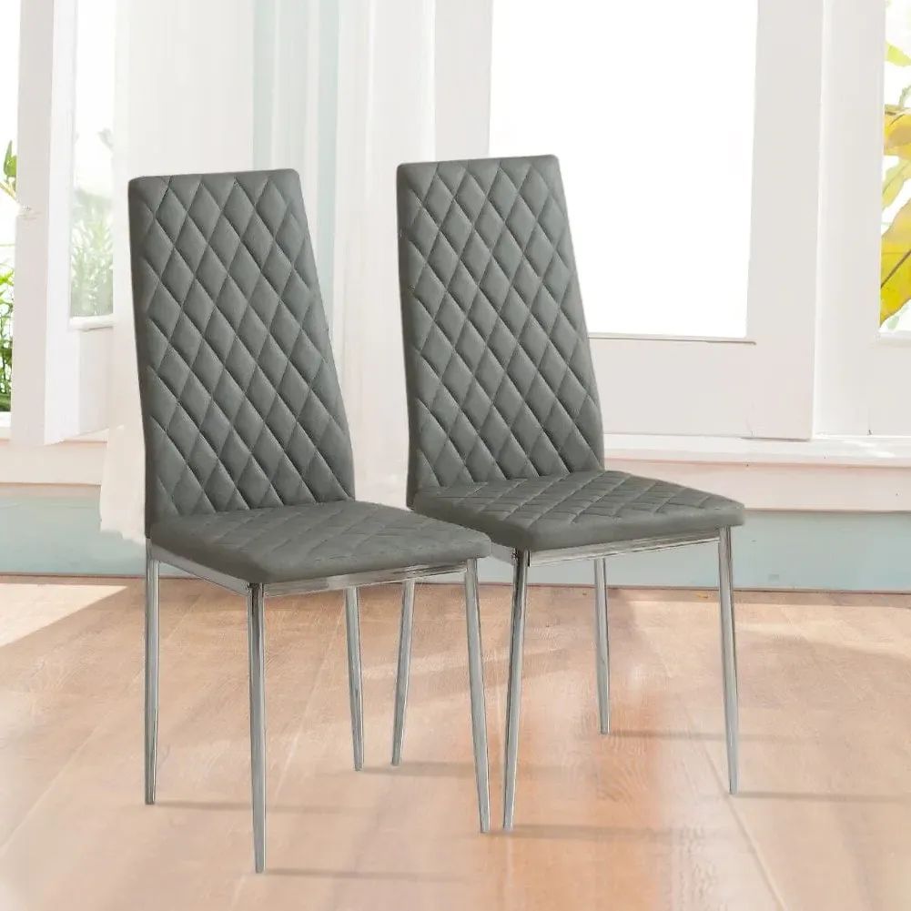 High Back Dining Chairs Set of 2/4 - Black/Grey/Beige, PVC