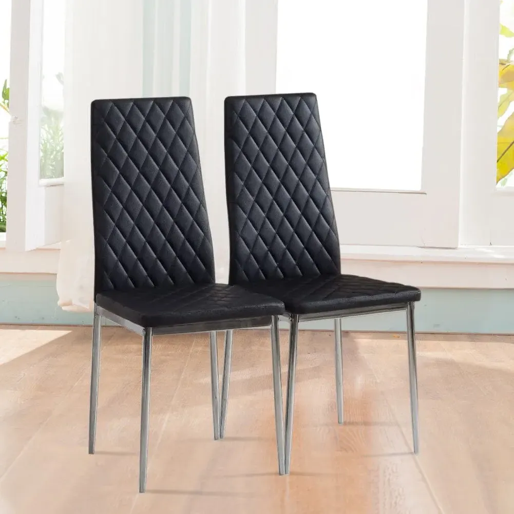 High Back Dining Chairs Set of 2/4 - Black/Grey/Beige, PVC image