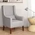 High Back Studded Armchair with Cushion - Grey, Burlap