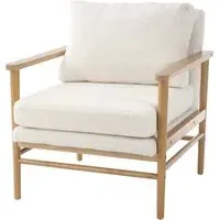 H&O Direct Teddy Bear Fur Armchair - White, Wood