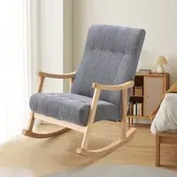 H&O Direct Tufted Rocking Chair - Dark Grey, Velvet