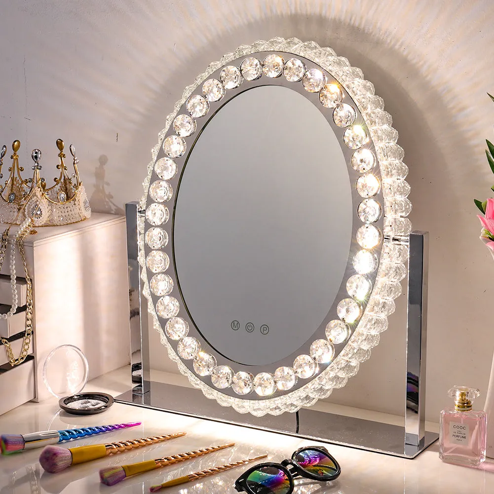 Hollywood LED Oval Makeup Mirror with Crystal - 51cm H image