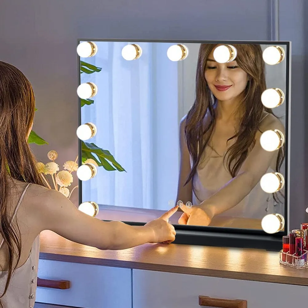 Hollywood LED Rectangle Makeup Vanity Mirror - Black, Metal product