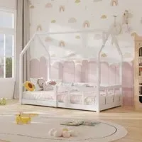 House Toddler Bed Frame with Guardrails - Grey, Pine