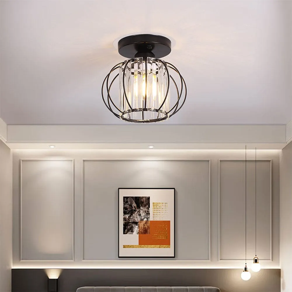 Lantern Shape 1-Light Pendant Light - Black, Metal image
