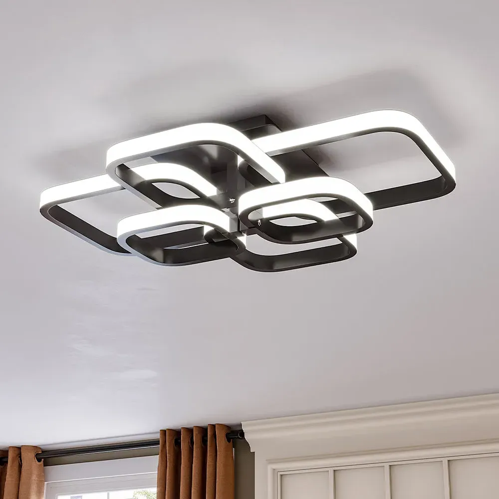 LED 6 Square Ceiling Light 102W Flush Mount - Black, Acrylic image