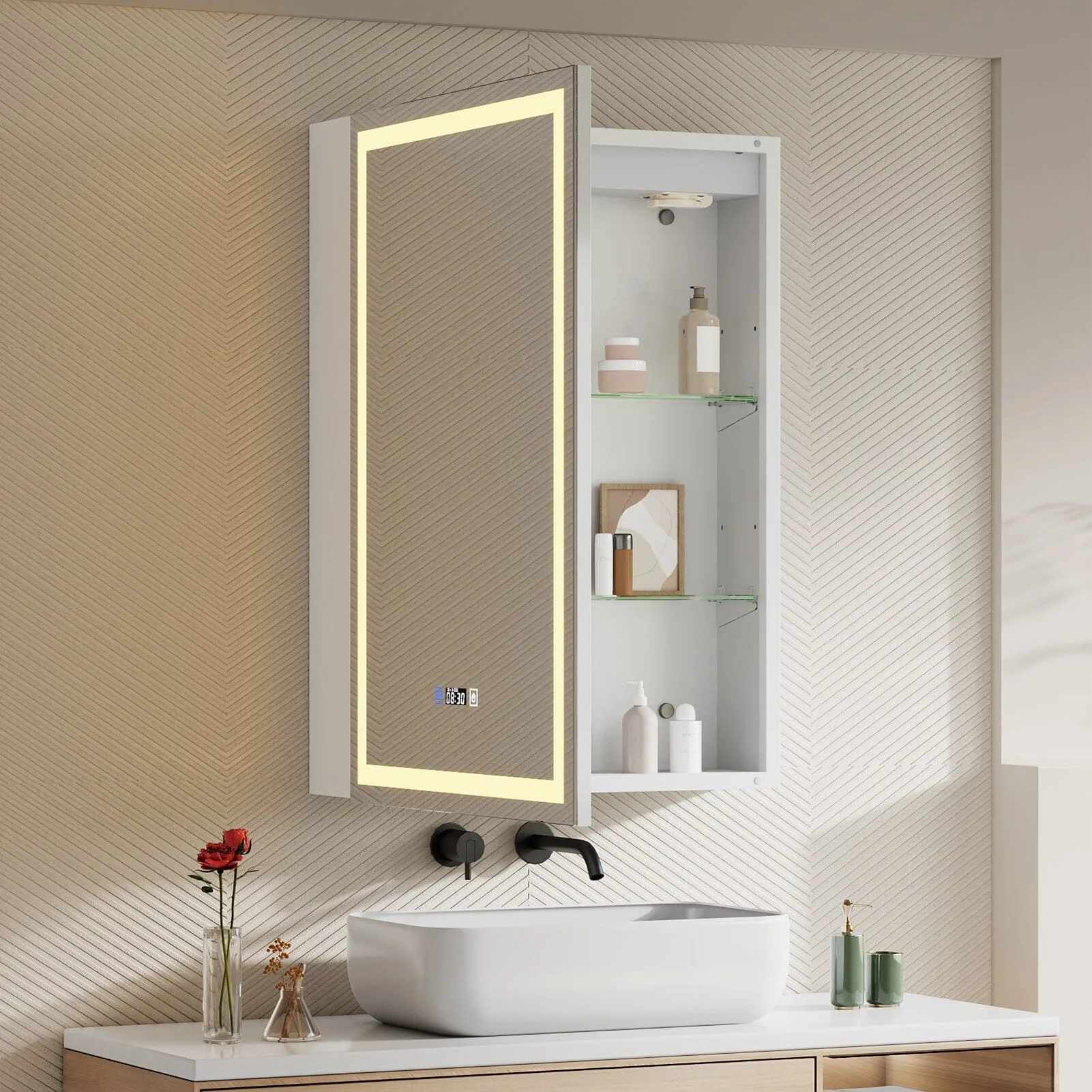 LED Bathroom Mirror Cabinet with Bluetooth & Fog-Free image
