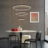 Lightsin 3 Ring Round LED Pendant Light - Black, Aluminum
