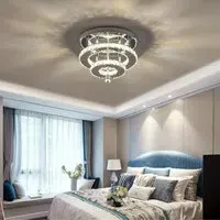 Lightsin 30cm Stacked LED Ceiling Light with Crystal Rims - Chrome