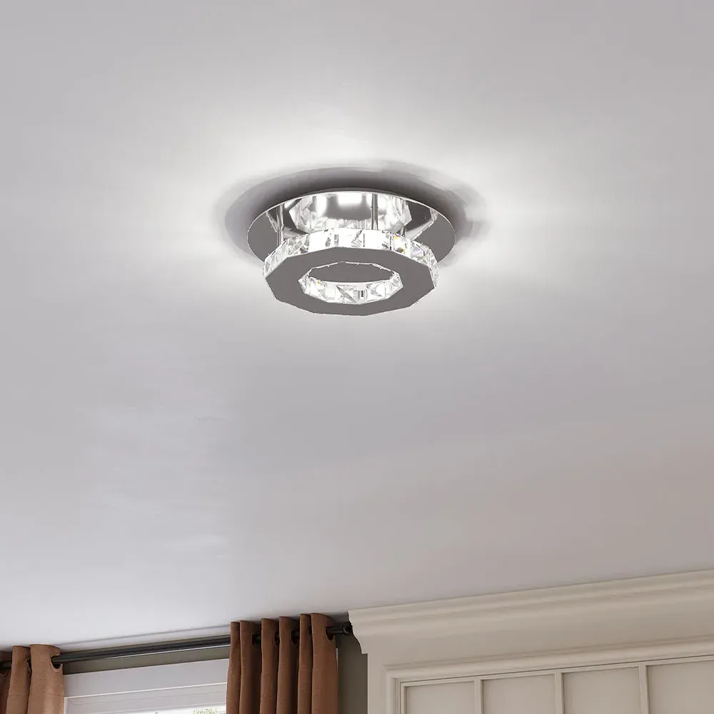Lightsin 30cm Stacked LED Ceiling Light with Crystal Rims - Chrome image
