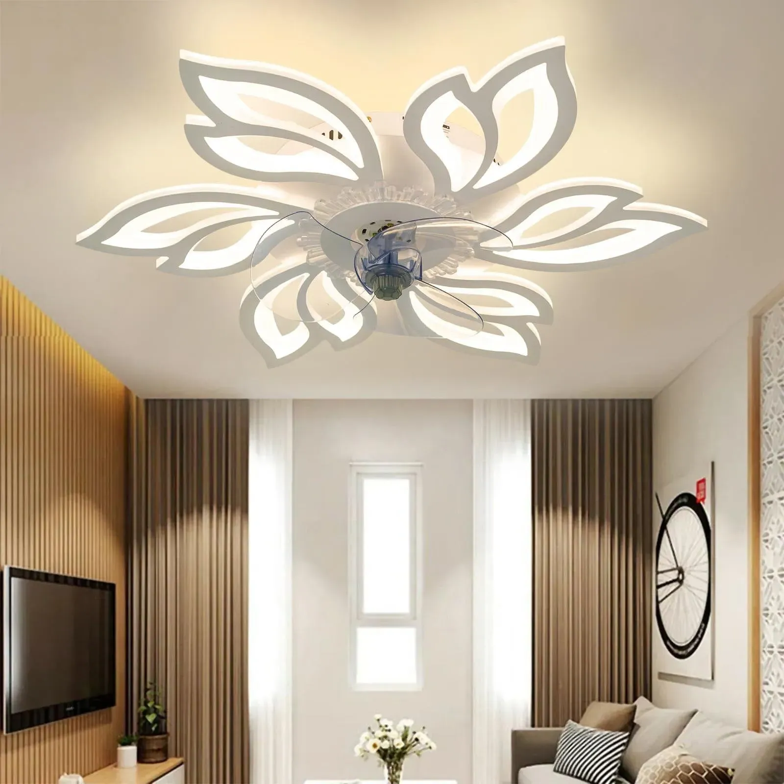 Lightsin 65cm Flower Shape Ceiling Fan with Light - Acrylic