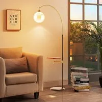 Lightsin Adjustable Arc Floor Lamp with Wood Tray - Black, Metal alternate view