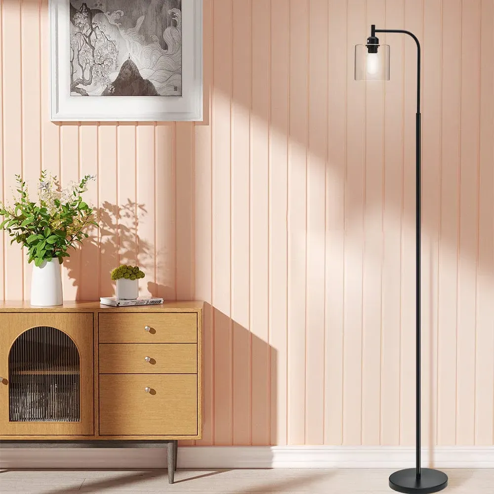 Lightsin Floor Lamp with Glass Lampshade - Black, Iron product