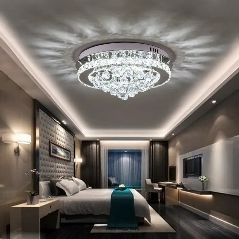 Lightsin Round LED Ceiling Light with Crystal Droplets - Chrome image