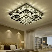 Lightsin Square LED Ceiling Light with Crystal Dimmable - Chrome